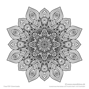 Mandala mit Blumenmuster und kleinen Flächen