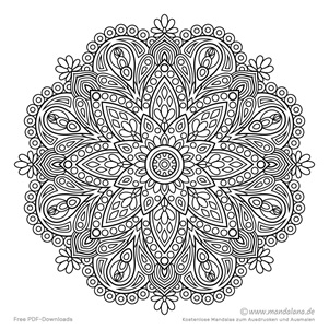 Schwieriges Mandala in floraler Form