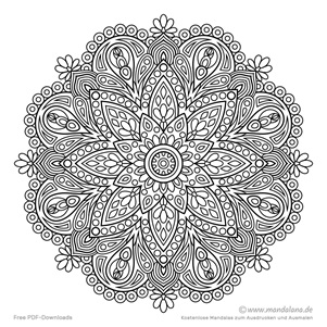 Schwieriges Mandala in floraler Form