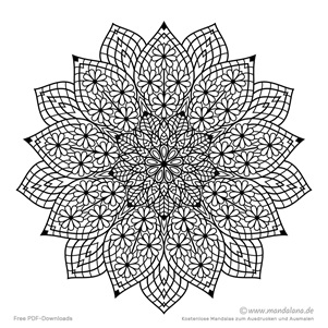 Schwieriges Mandala mit kleine Blumen