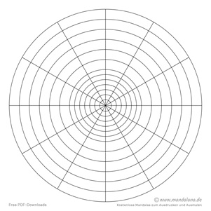 Konzentrischer Kreis - 12 innere Kreise und 30 Grad Winkelweite
