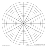 Konzentrischer Kreis - 12 innere Kreise und 30 Grad Winkelweite